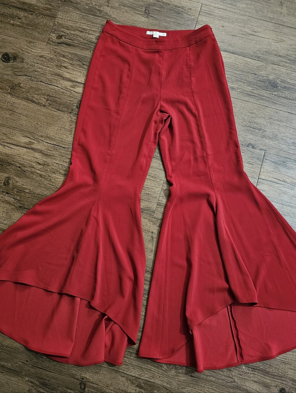 Boston Proper Red Dramatic Mega Flare Bell Bottom Pants Sz 8